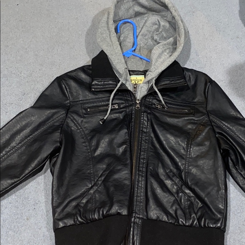 Teens double layer leather jacket